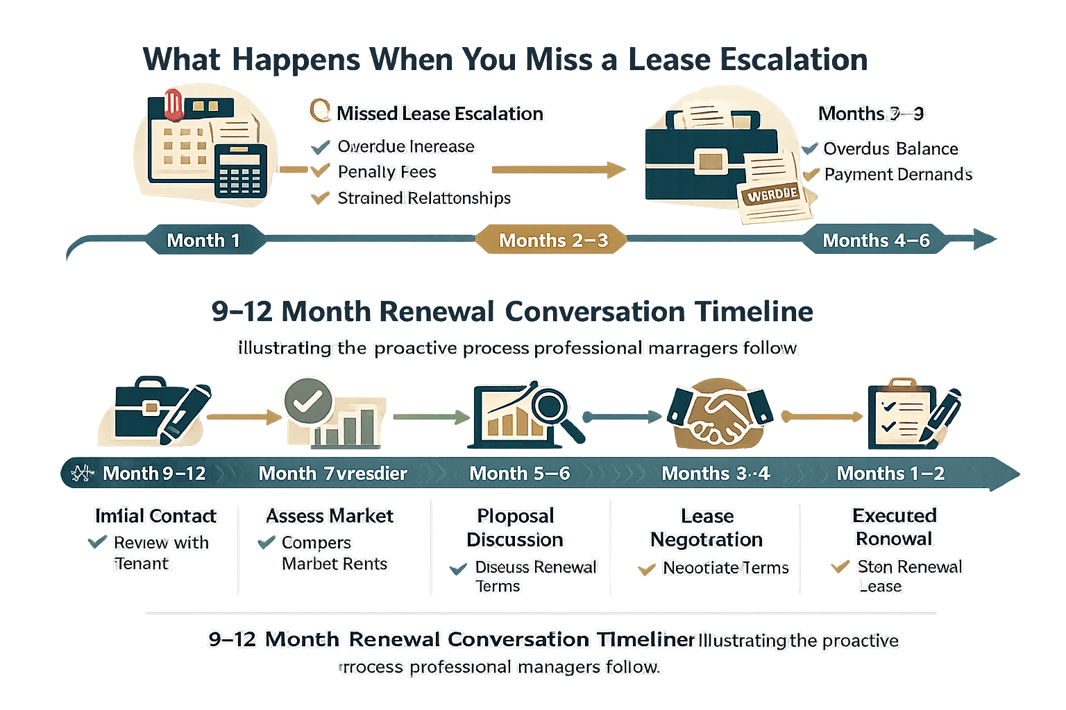 Lease escalation and renewal process steps